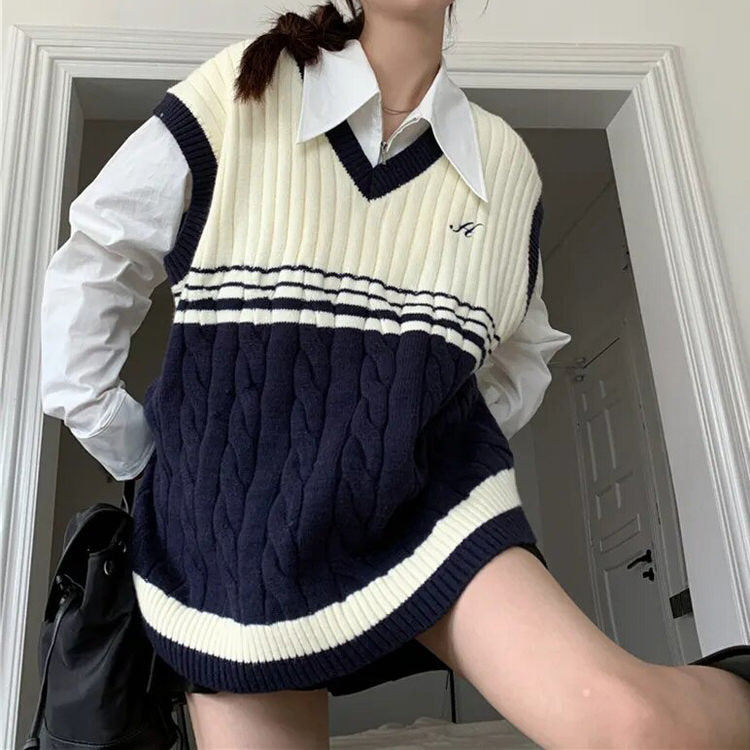 KNITTED SWEATER VEST WITH WHITE SHIRT FOR MEN AND WOMEN