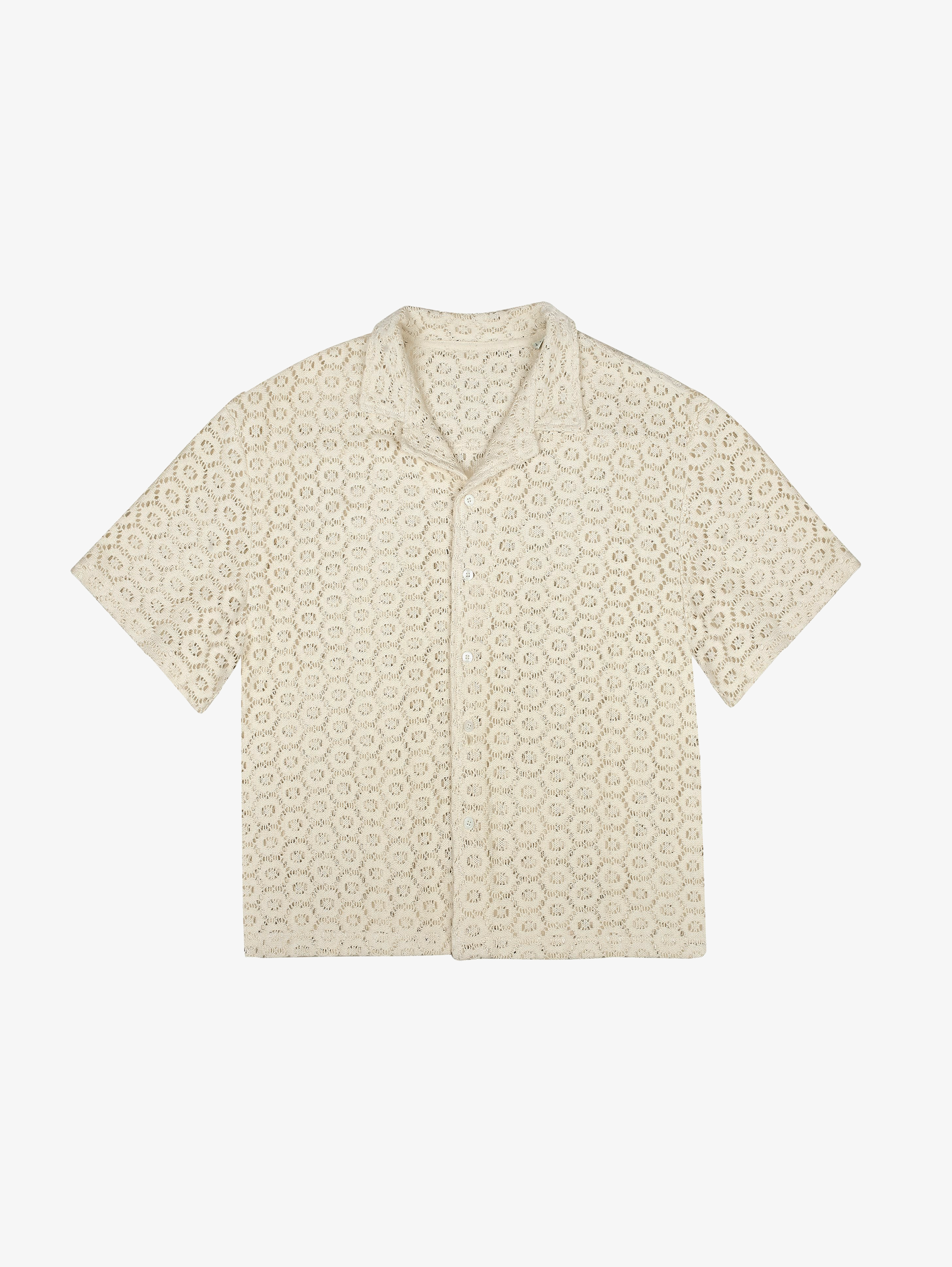 LACE BUTTON-DOWN SHIRT IN CREAM WHITE FOR LUXURY STREETWEAR