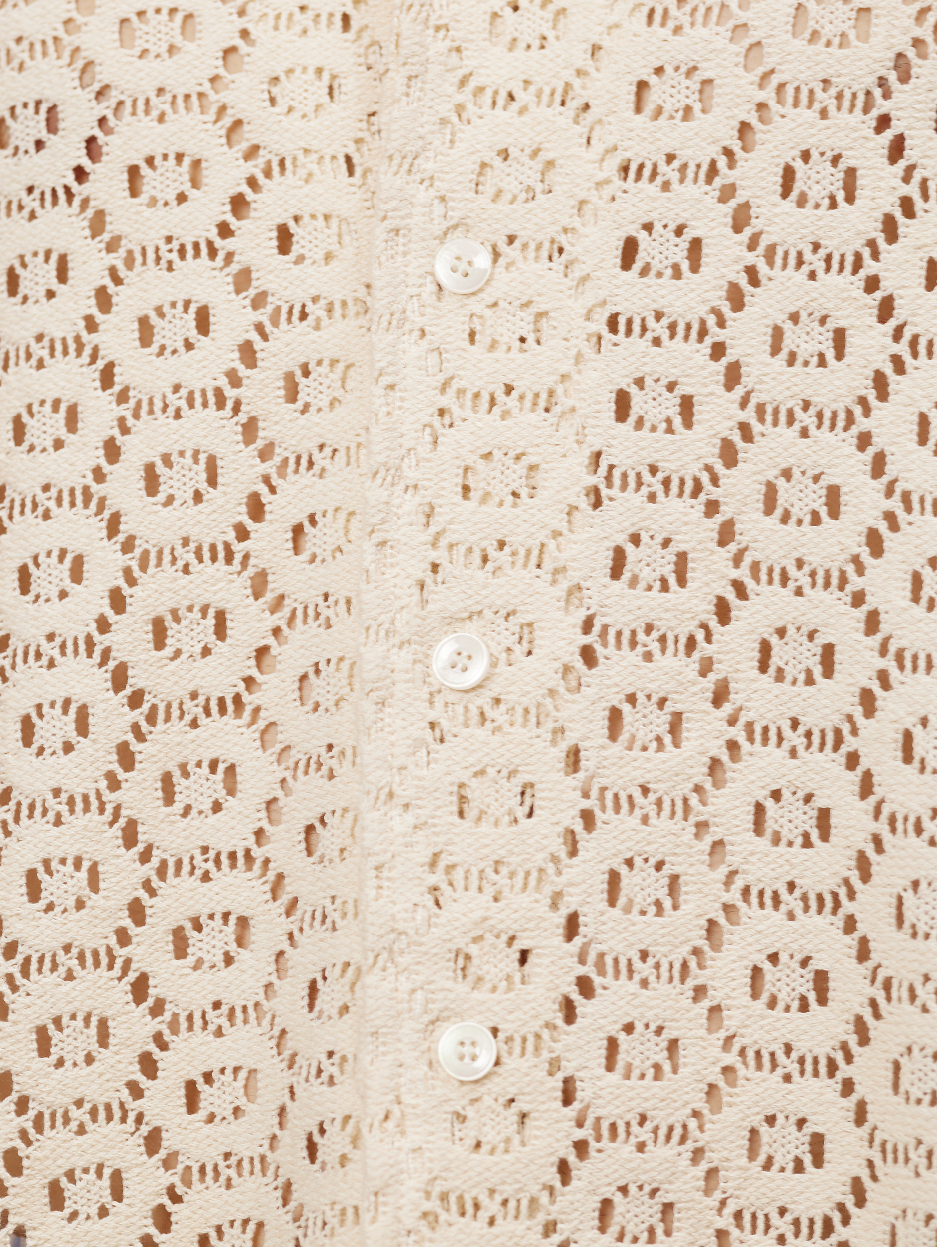 LACE BUTTON-DOWN SHIRT IN CREAM WHITE FOR LUXURY STREETWEAR