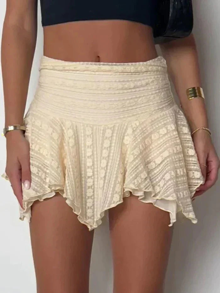 LACE HANDKERCHIEF SKIRT WITH MUSHROOM HEM FOR Y2K LOOSE FIT STYLE