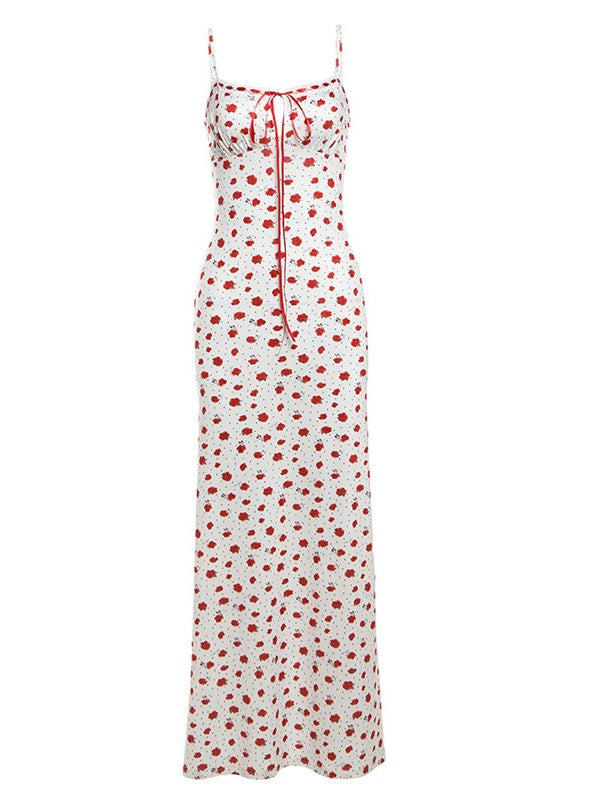 LACE PATCHWORK DRESS WITH RED POLKA DOTS