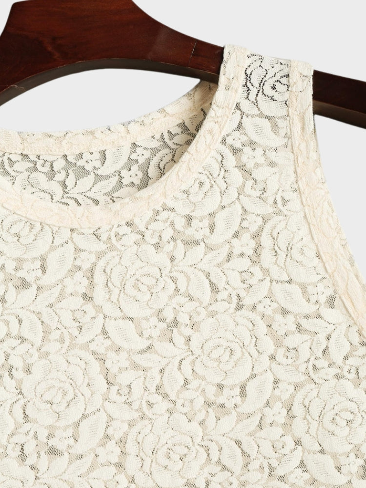 LACE TANK TOP STYLISH TRANSPARENT TANK
