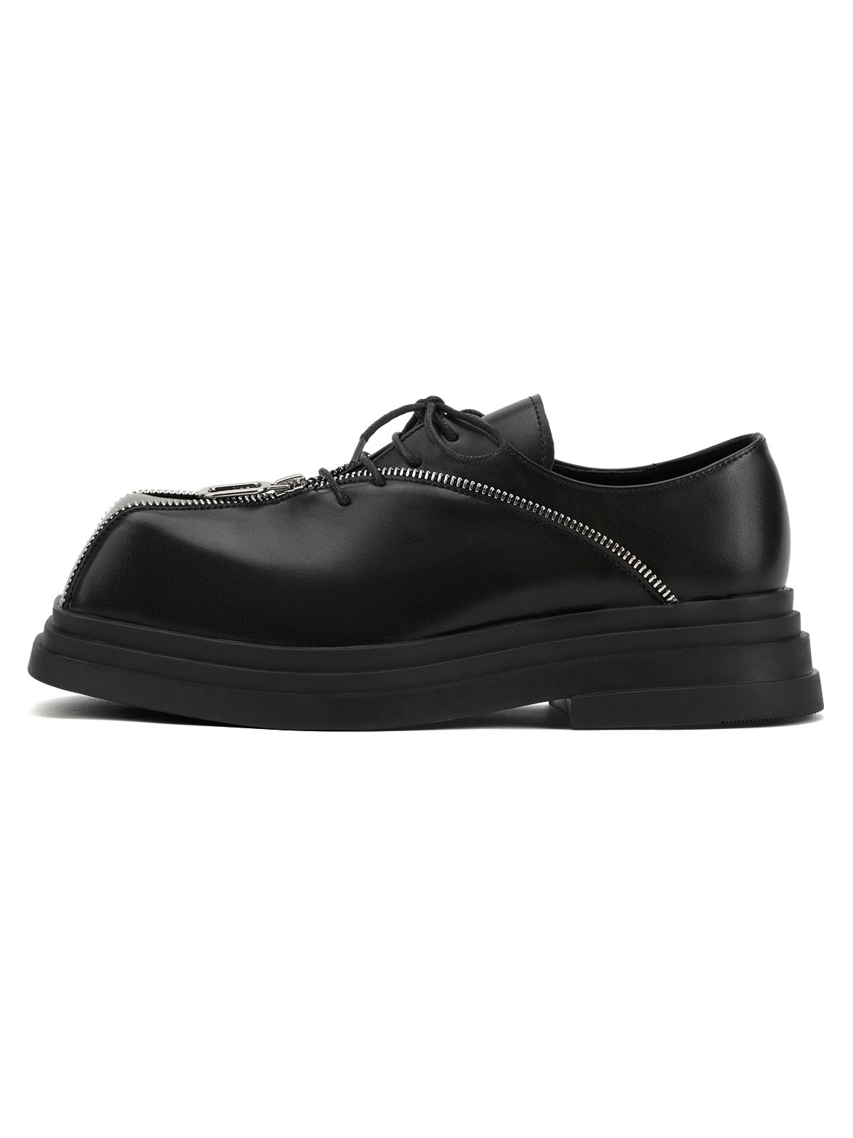LACE-UP SHOES WITH ZIPPER DETAIL AND LEATHER NON-SLIP RUBBER OUTSOLE