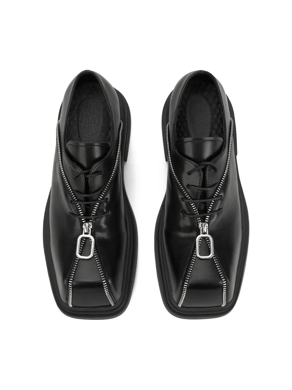 LACE-UP SHOES WITH ZIPPER DETAIL AND LEATHER NON-SLIP RUBBER OUTSOLE