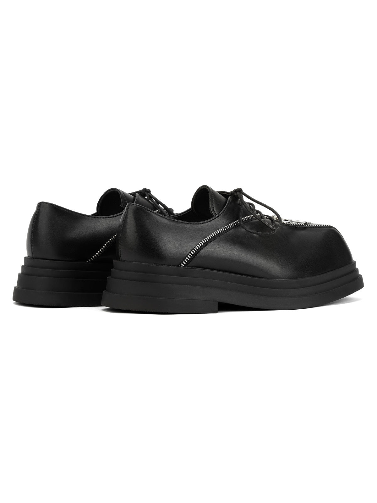 LACE-UP SHOES WITH ZIPPER DETAIL AND LEATHER NON-SLIP RUBBER OUTSOLE
