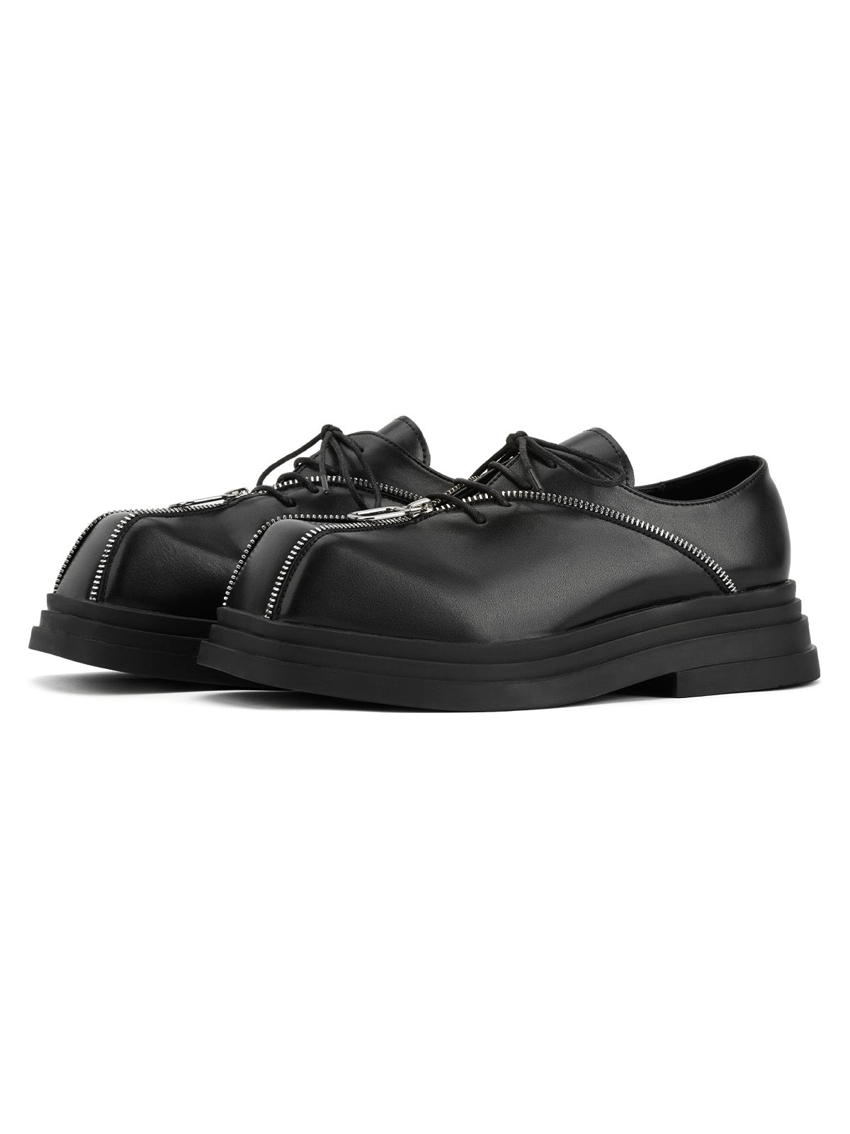 LACE-UP SHOES WITH ZIPPER DETAIL AND LEATHER NON-SLIP RUBBER OUTSOLE
