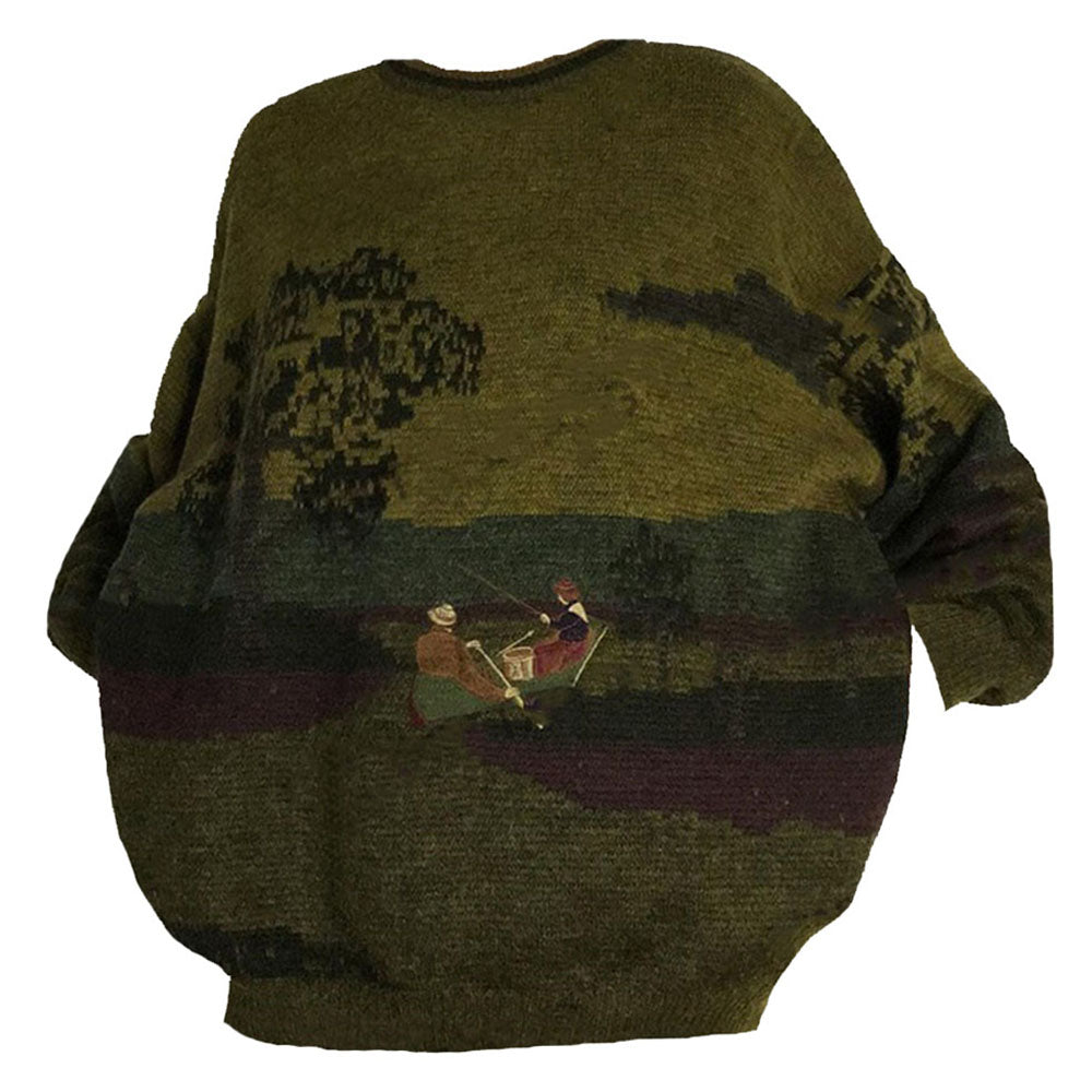 LANDSCAPE SWEATER EARTHY GREEN TONES