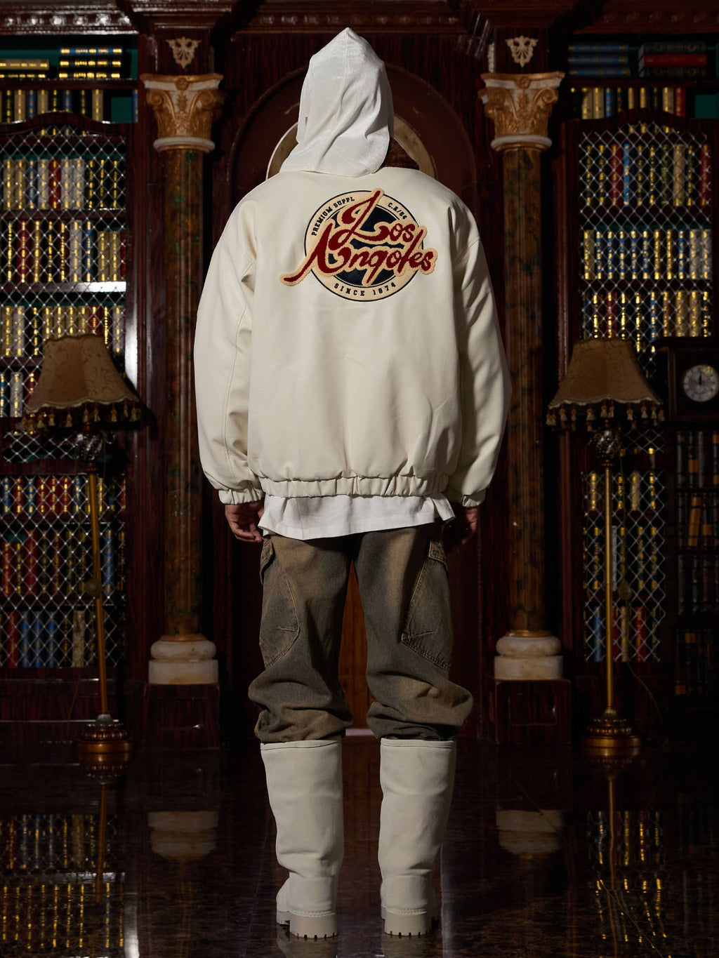 LAPEL COLLAR EMBROIDERED LONG SLEEVE SHIRT FOR MEN IN STREETWEAR STYLE