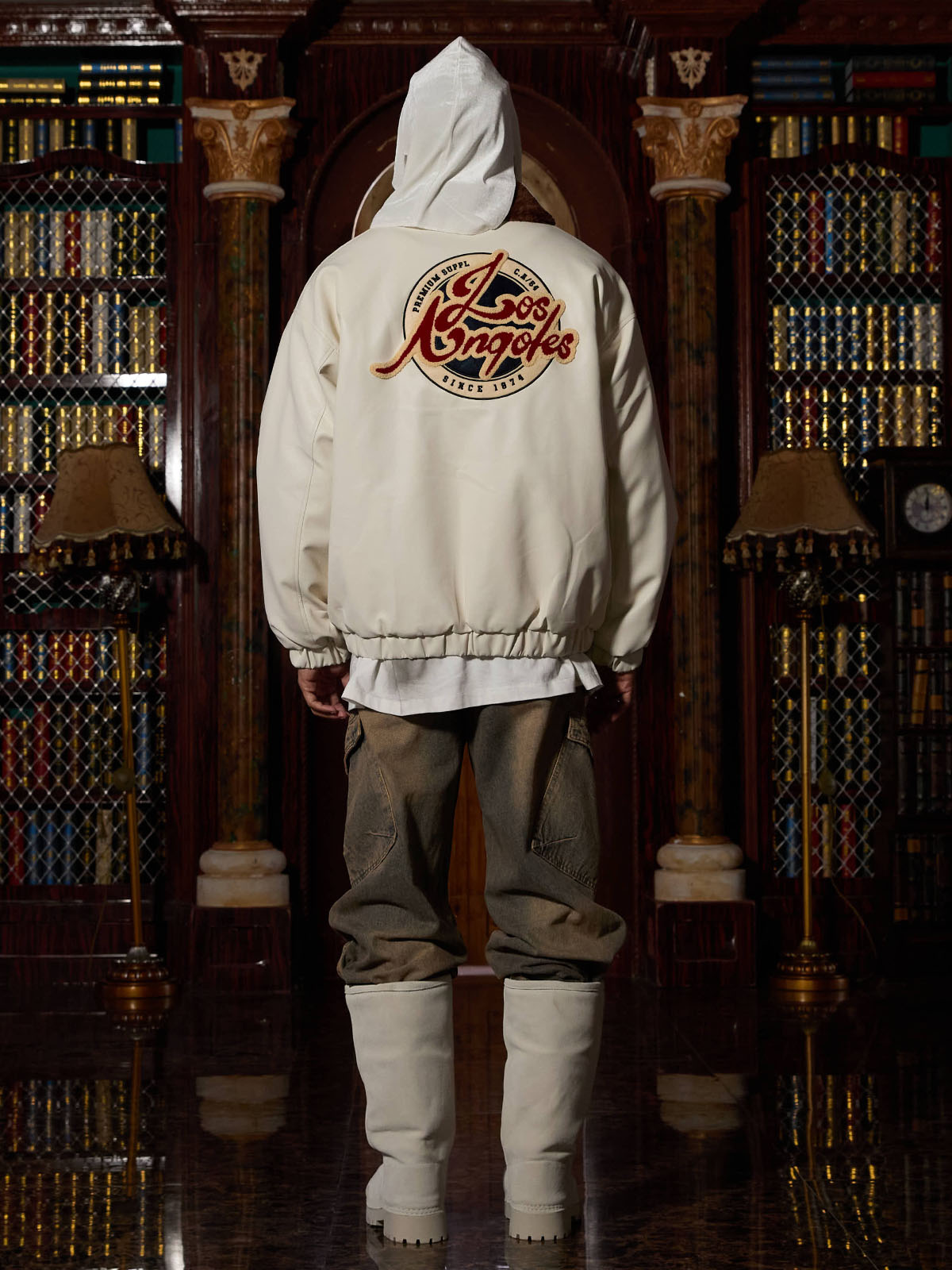 LAPEL COLLAR EMBROIDERED LONG SLEEVE SHIRT FOR MEN IN STREETWEAR STYLE