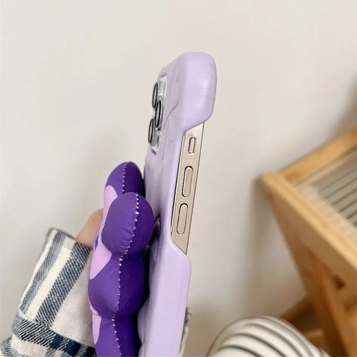 LAVENDER BUTTERFLY PUFFER IPHONE CASE WITH PLUSH BUTTERFLY DECORATION