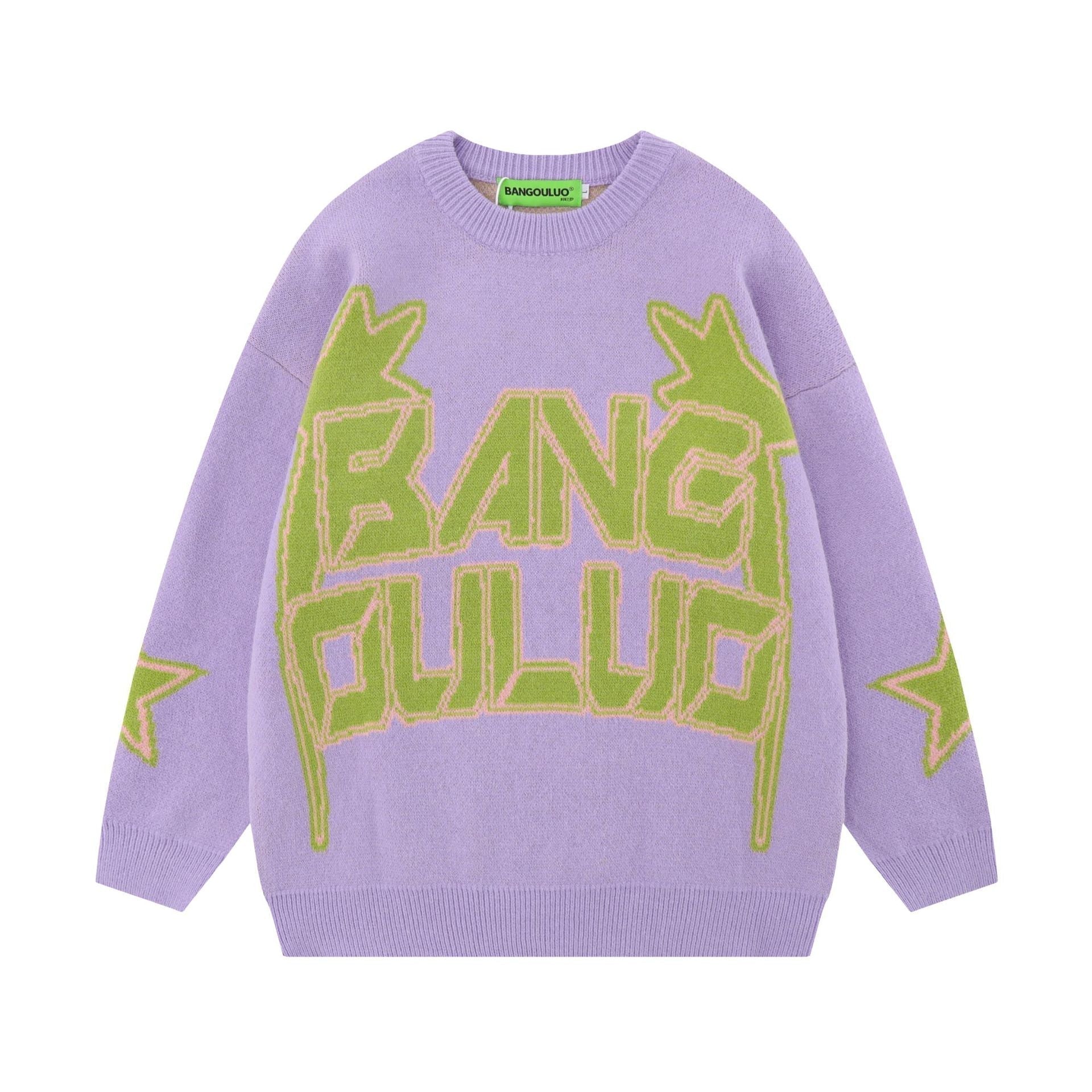 LAVENDER SWEATSHIRT WITH GREEN LETTERING