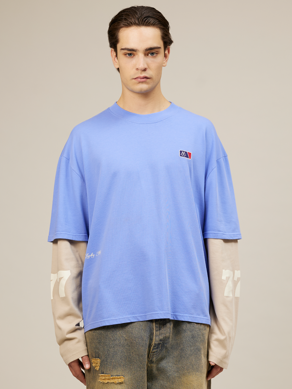 LAYERED LOOK T-SHIRT WITH SUPERIOR SCREEN PRINT DESIGN