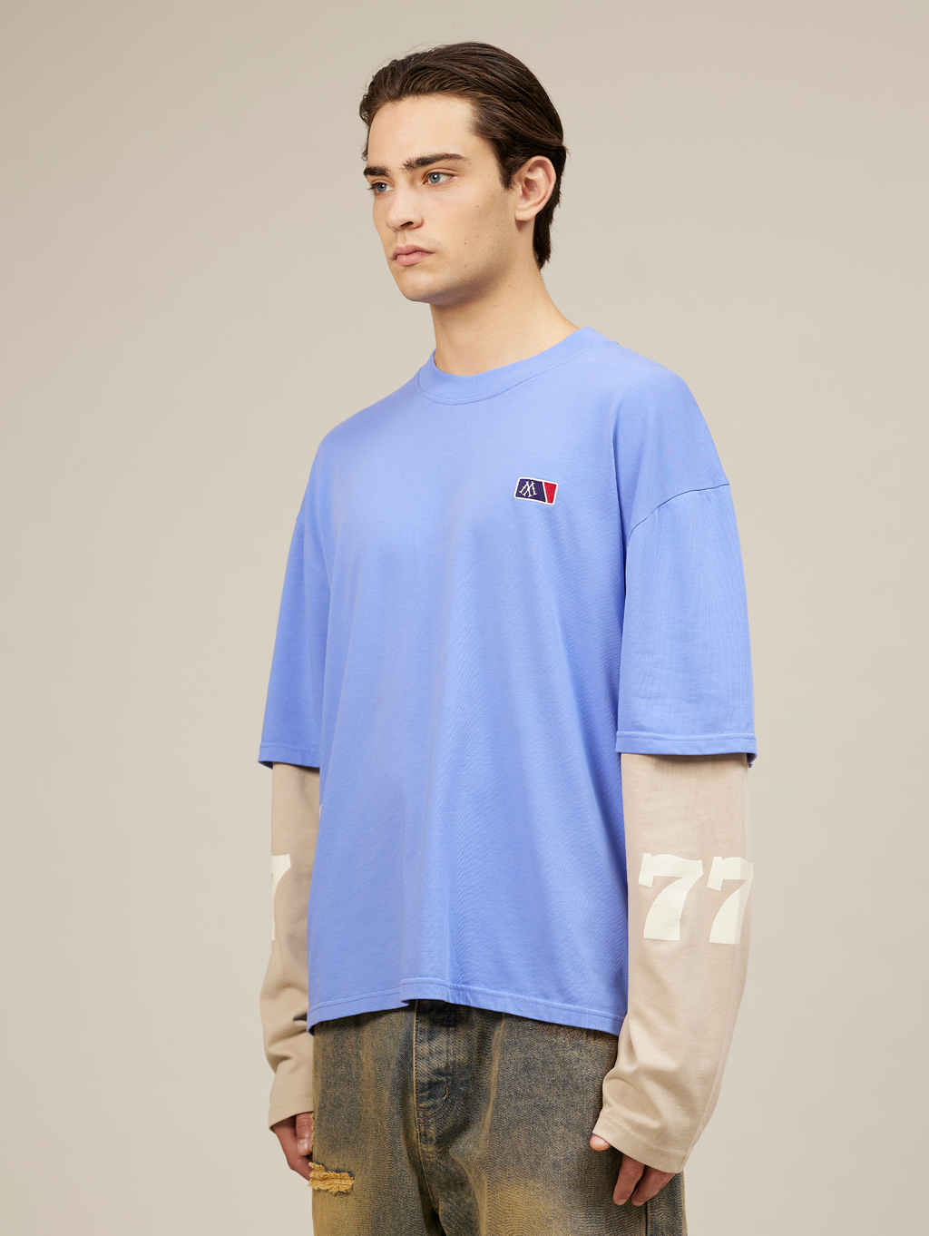 LAYERED LOOK T-SHIRT WITH SUPERIOR SCREEN PRINT DESIGN