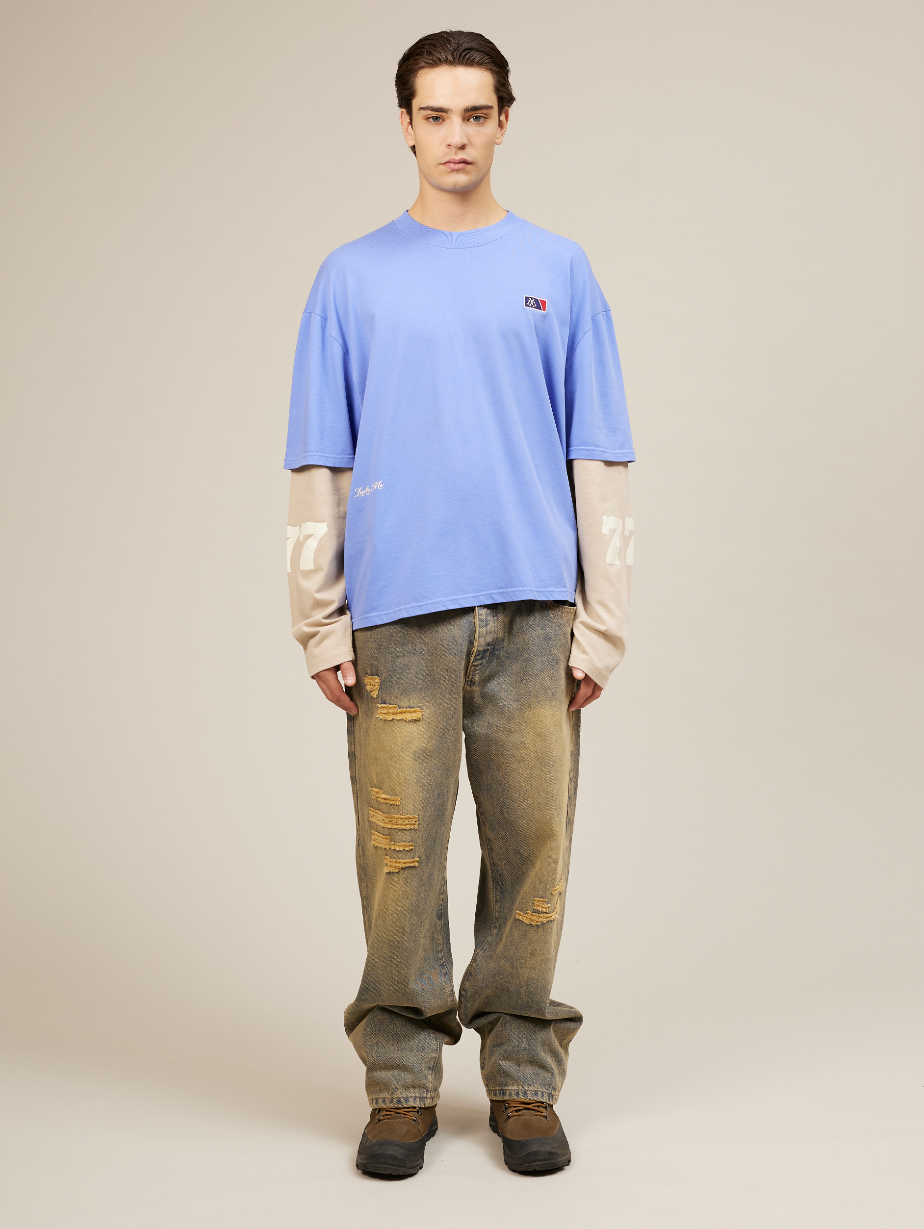 LAYERED LOOK T-SHIRT WITH SUPERIOR SCREEN PRINT DESIGN