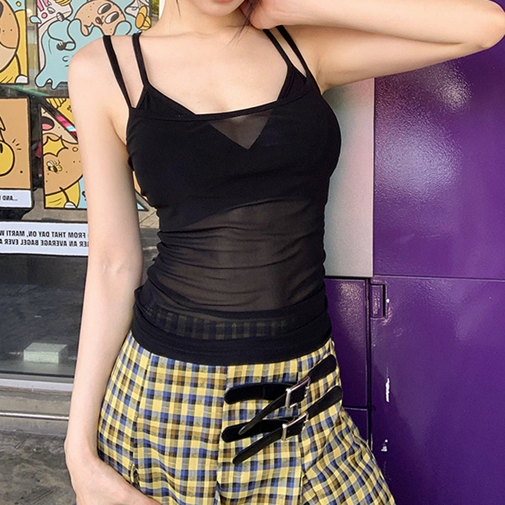 LAYERED TANK TOP BLUE PINK SOFT GIRL BRA BUST MEASUREMENT RANGES