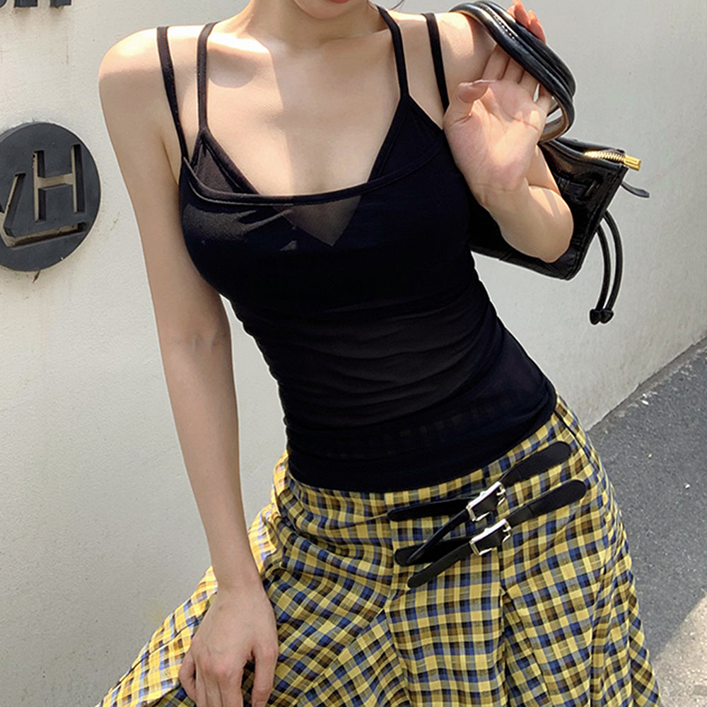 LAYERED TANK TOP BLUE PINK SOFT GIRL BRA BUST MEASUREMENT RANGES