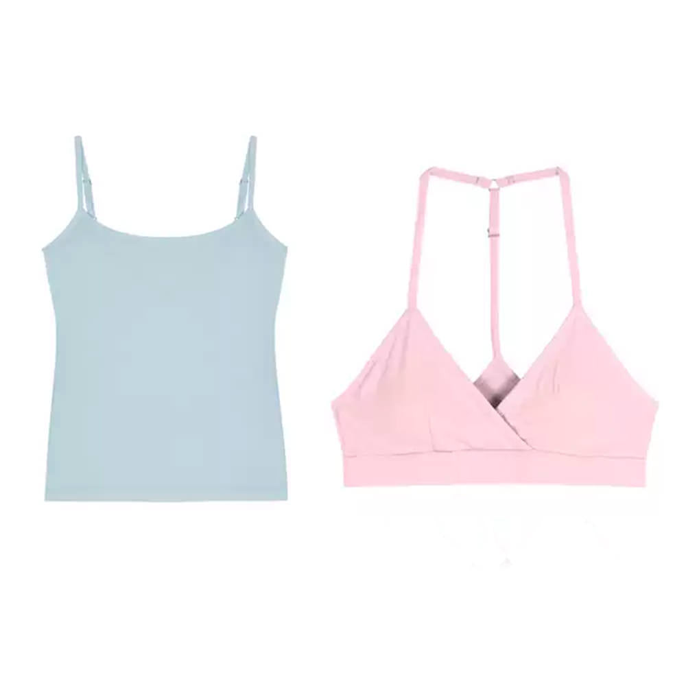 LAYERED TANK TOP BLUE PINK SOFT GIRL BRA BUST MEASUREMENT RANGES
