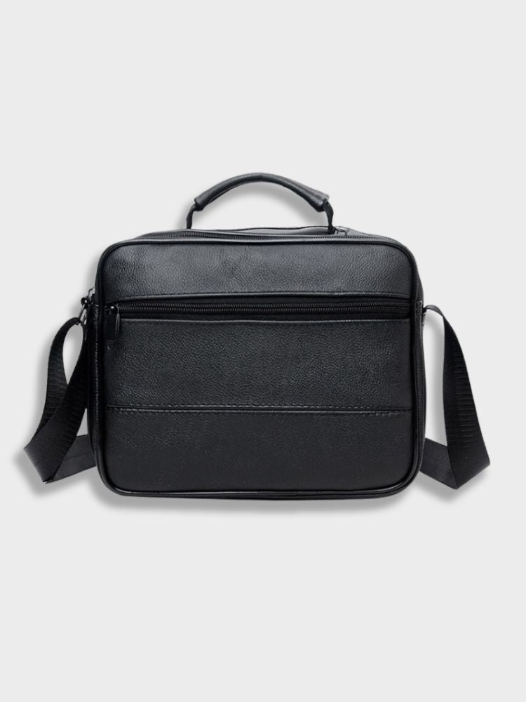 LEATHER BUSINESS BAG - BLACK LEATHER SHOULDER BAG