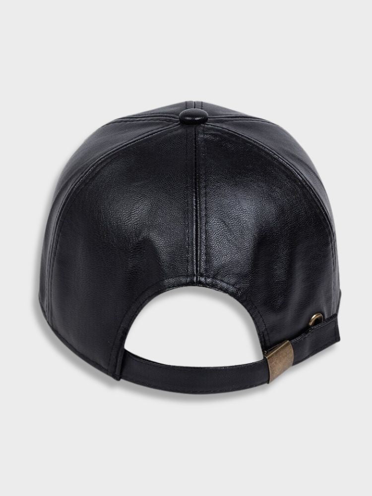 LEATHER CAP BLACK LEATHER BASEBALL CAP HIGH-QUALITY LEATHER