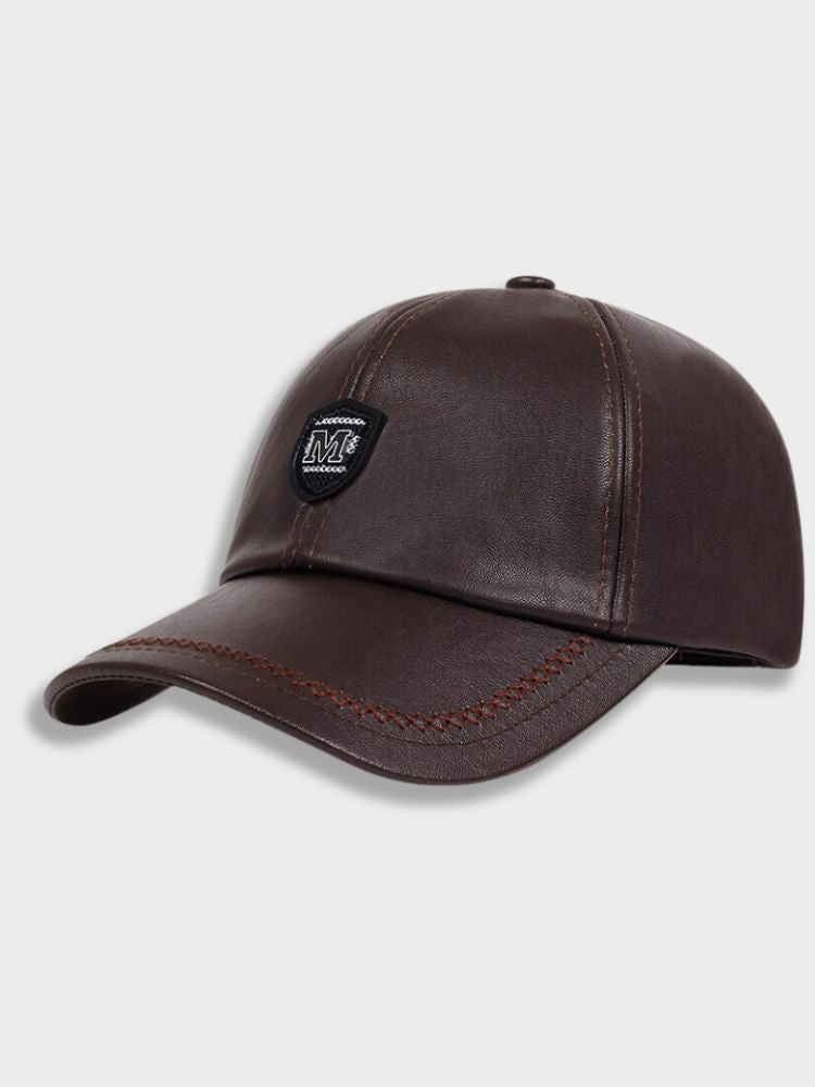 LEATHER CAP BLACK LEATHER BASEBALL CAP HIGH-QUALITY LEATHER