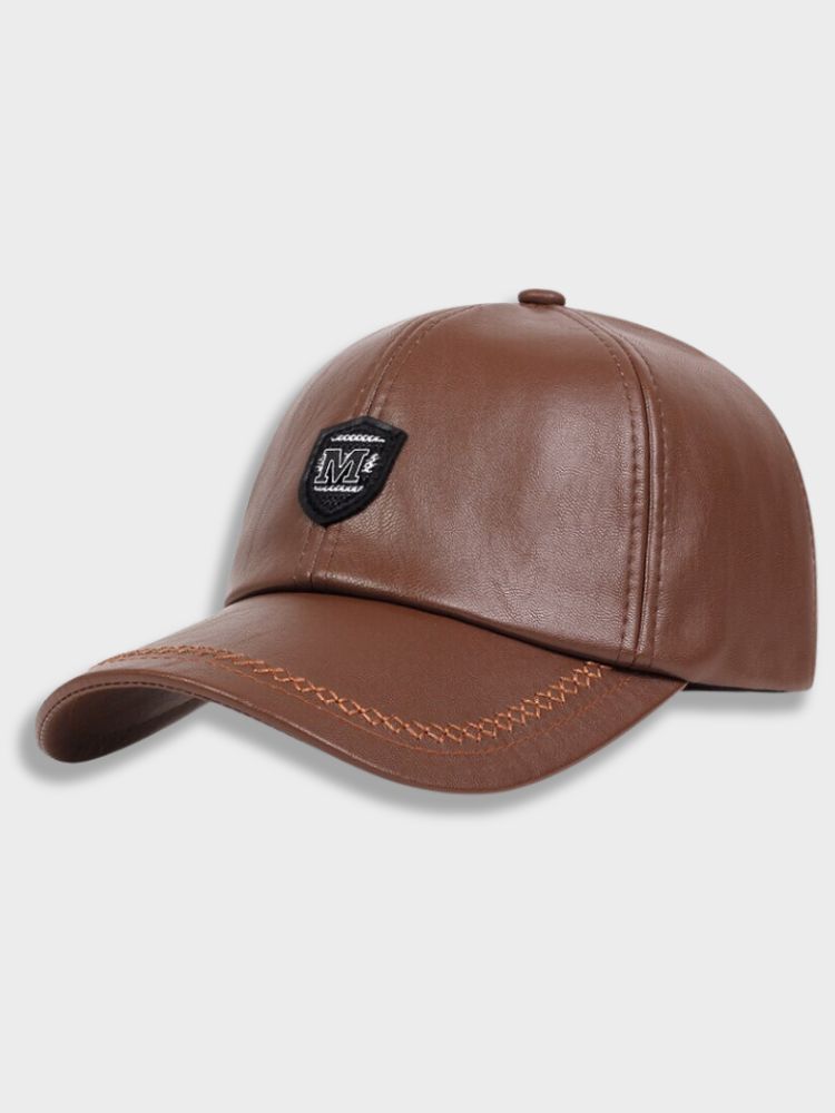 LEATHER CAP BLACK LEATHER BASEBALL CAP HIGH-QUALITY LEATHER