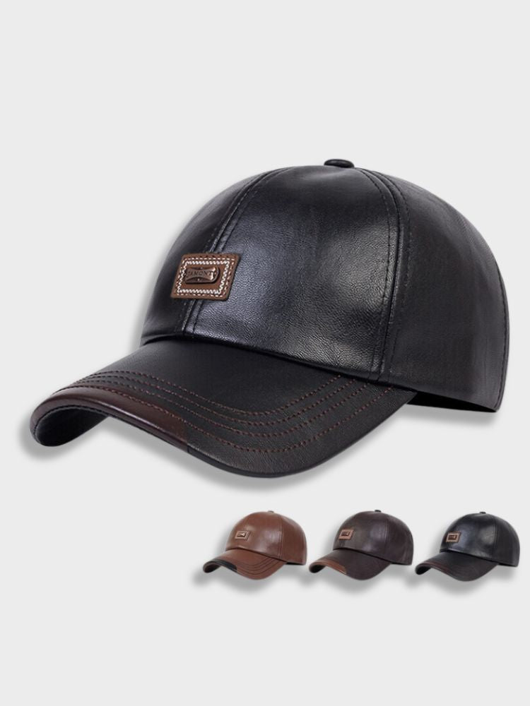 LEATHER JAMONT CAP - BLACK BASEBALL CAP