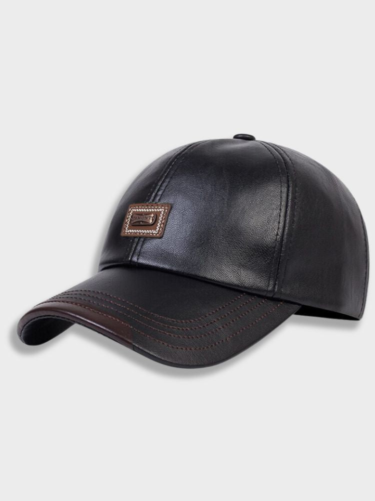 LEATHER JAMONT CAP - BLACK BASEBALL CAP