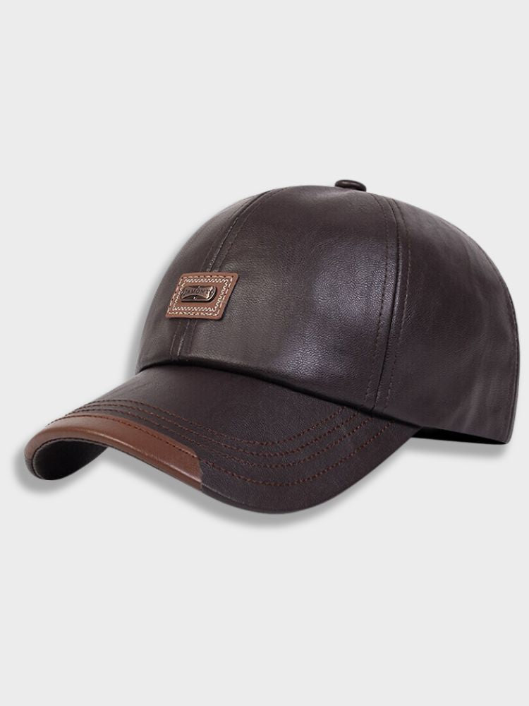 LEATHER JAMONT CAP - BLACK BASEBALL CAP