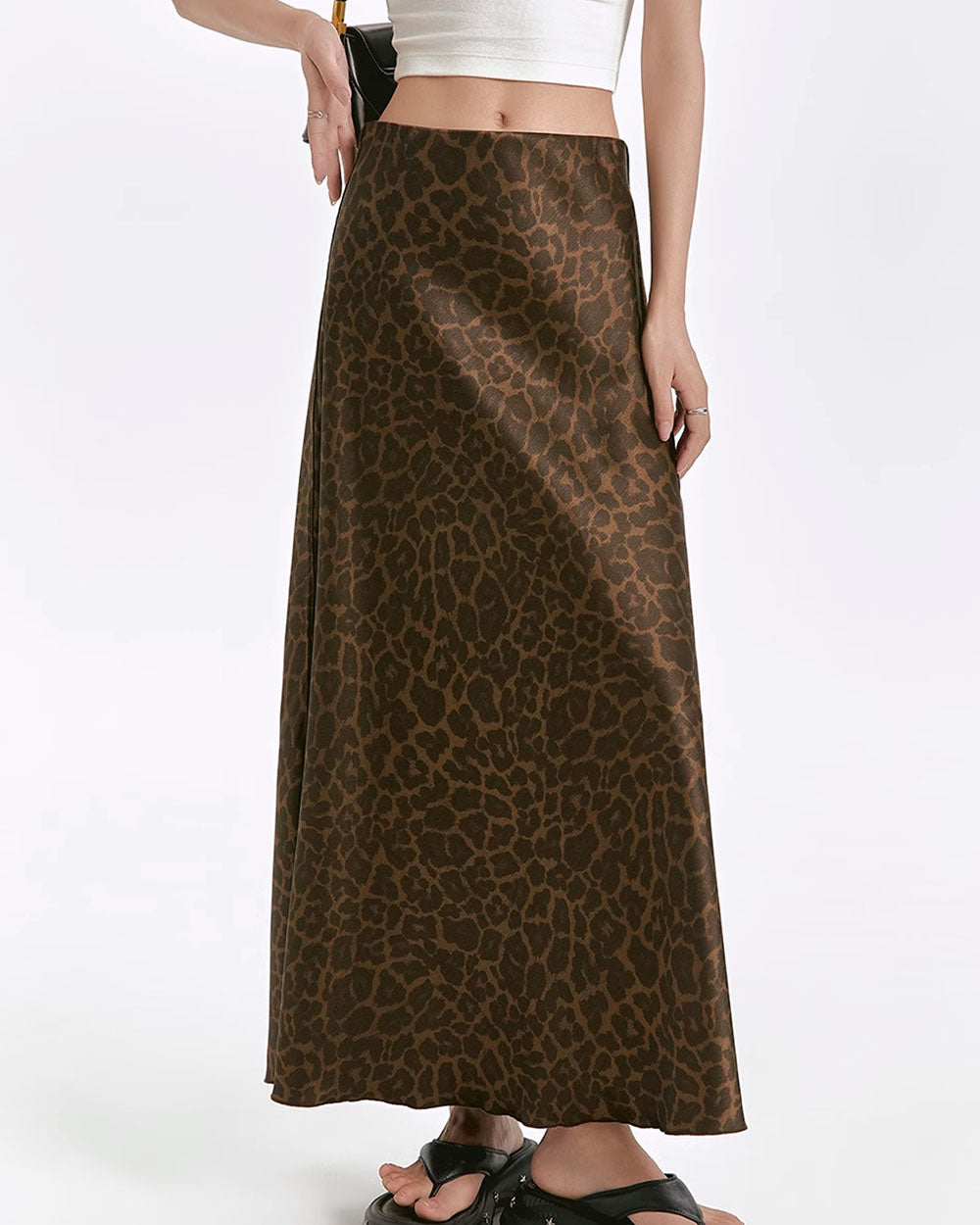 LEOPARD PRINT MAXI SKIRT BOLD ANIMAL PRINT PATTERN