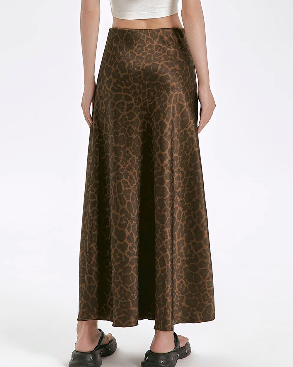 LEOPARD PRINT MAXI SKIRT BOLD ANIMAL PRINT PATTERN