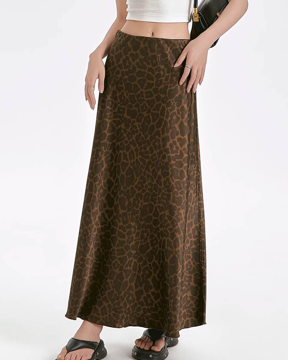 LEOPARD PRINT MAXI SKIRT BOLD ANIMAL PRINT PATTERN