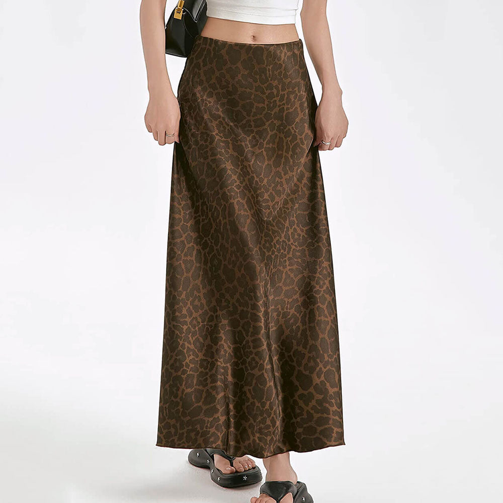 LEOPARD PRINT MAXI SKIRT BOLD ANIMAL PRINT PATTERN