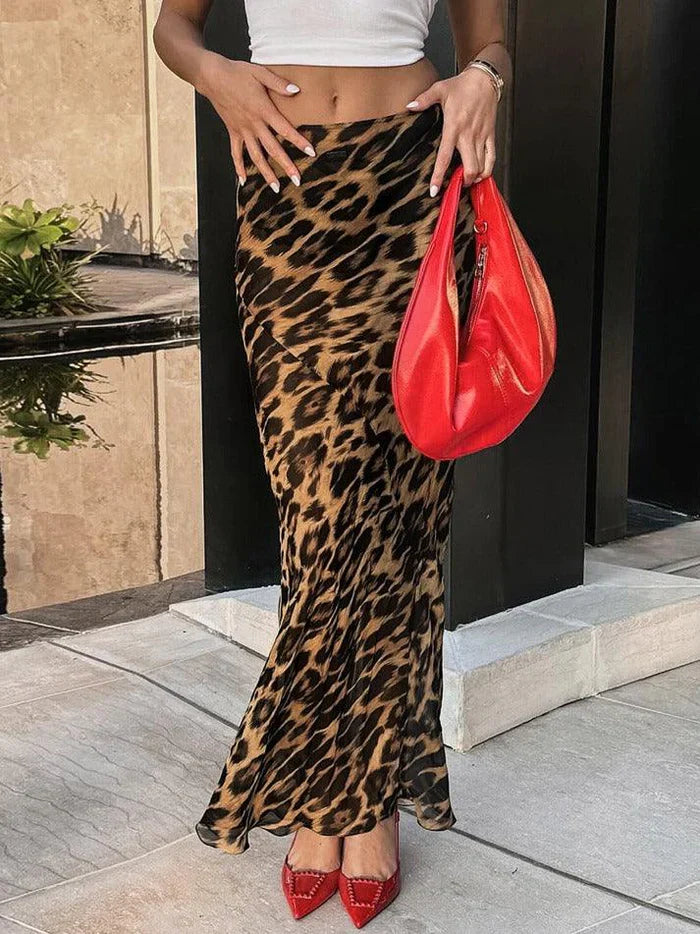LEOPARD PRINT MAXI SKIRT SLIM MAXI SKIRT DESIGN