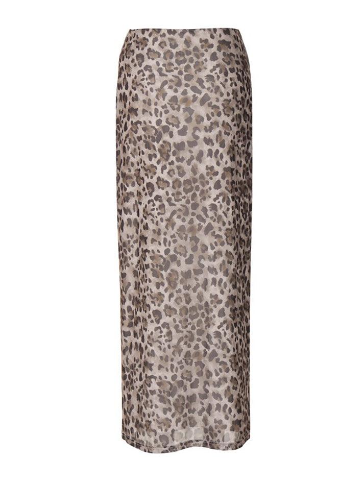 LEOPARD PRINT MIDI SKIRT VINTAGE HIP HOP STYLE