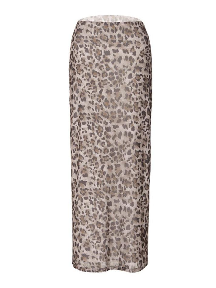 LEOPARD PRINT MIDI SKIRT VINTAGE HIP HOP STYLE