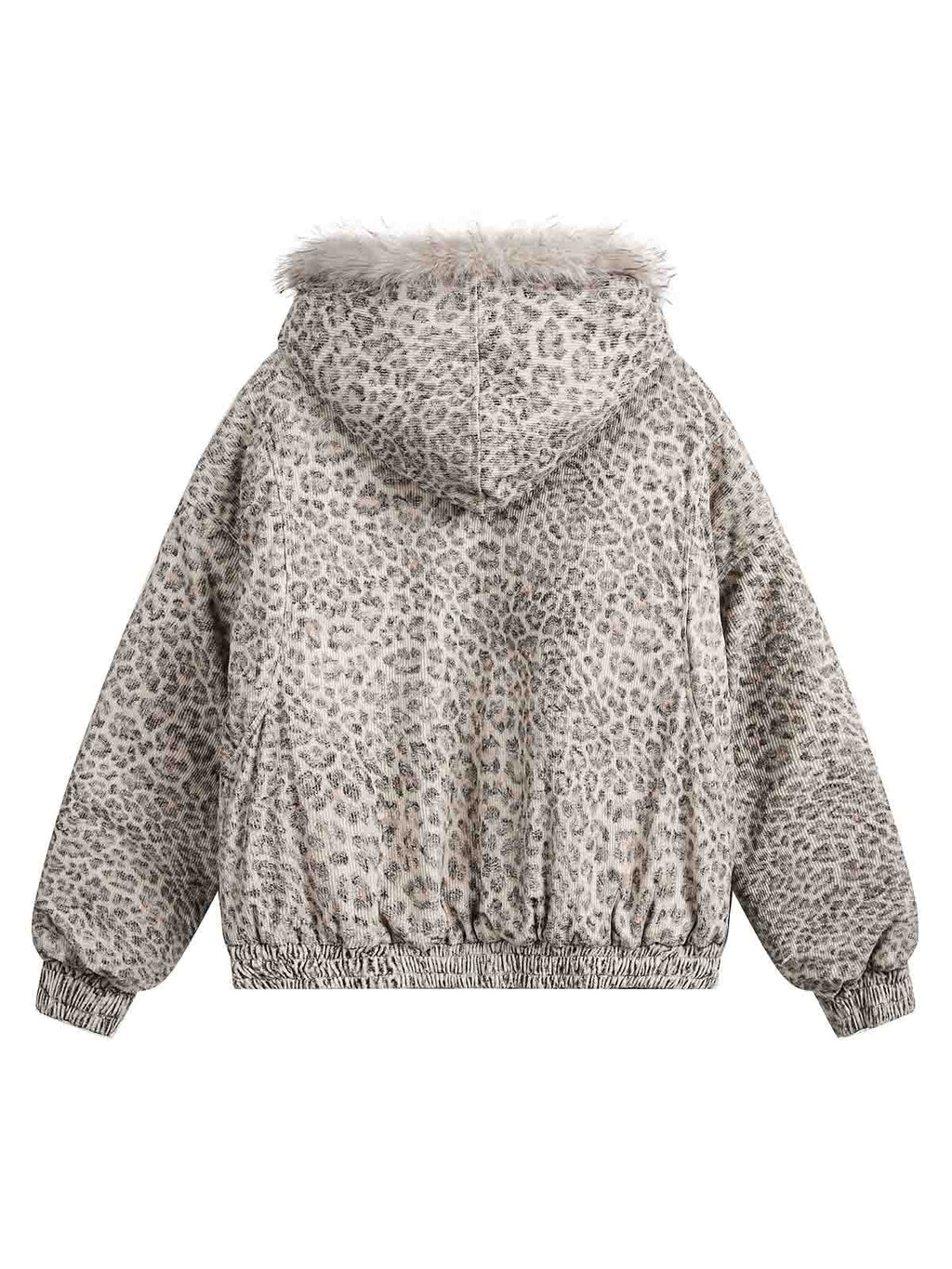 LEOPARD PRINT MINK FUR HOODED JACKET WITH FUR TRIM