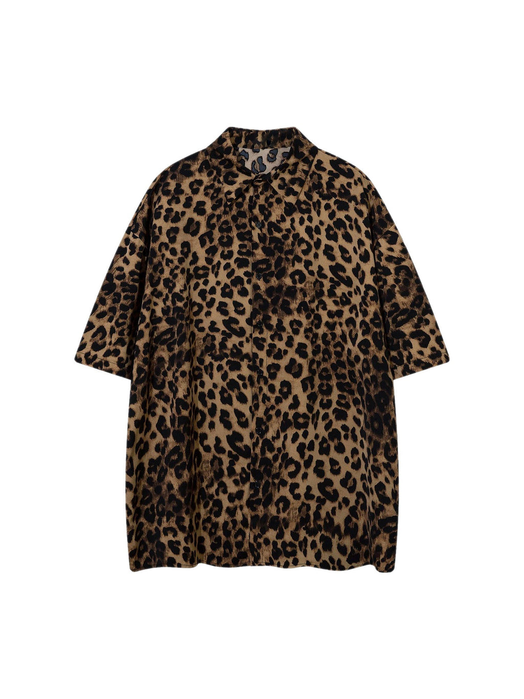 LEOPARD-PRINT SHORT SLEEVE RELAXED FIT SHIRT