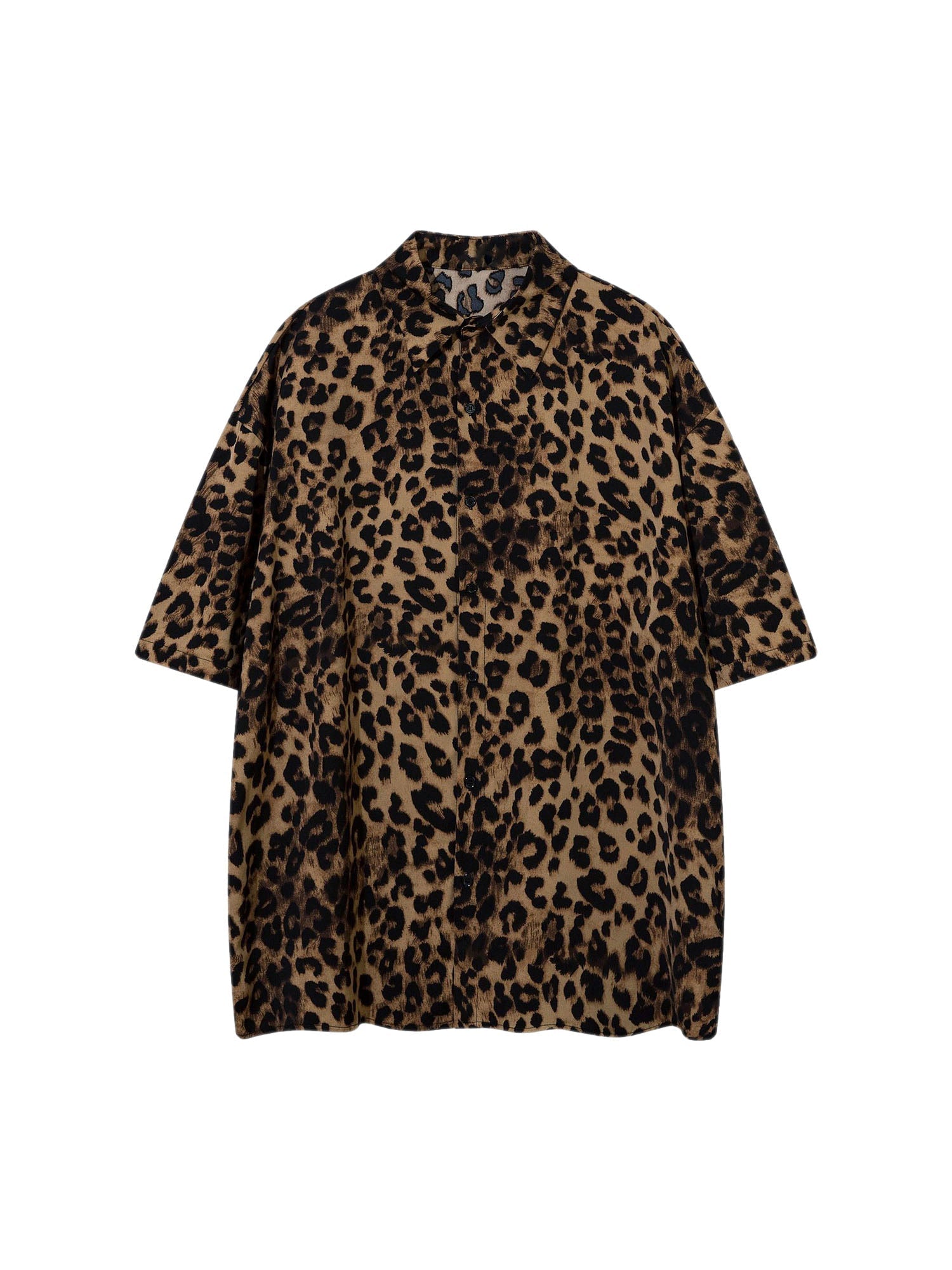 LEOPARD-PRINT SHORT SLEEVE RELAXED FIT SHIRT