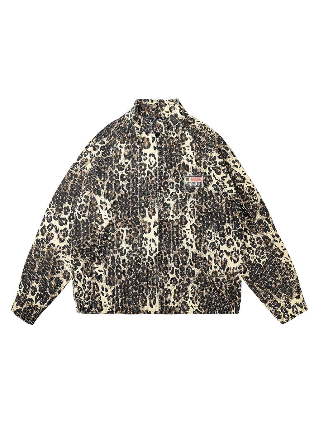 LEOPARD PRINTED DENIM JACKET - RETRO LEOPARD PRINTED DESIGN