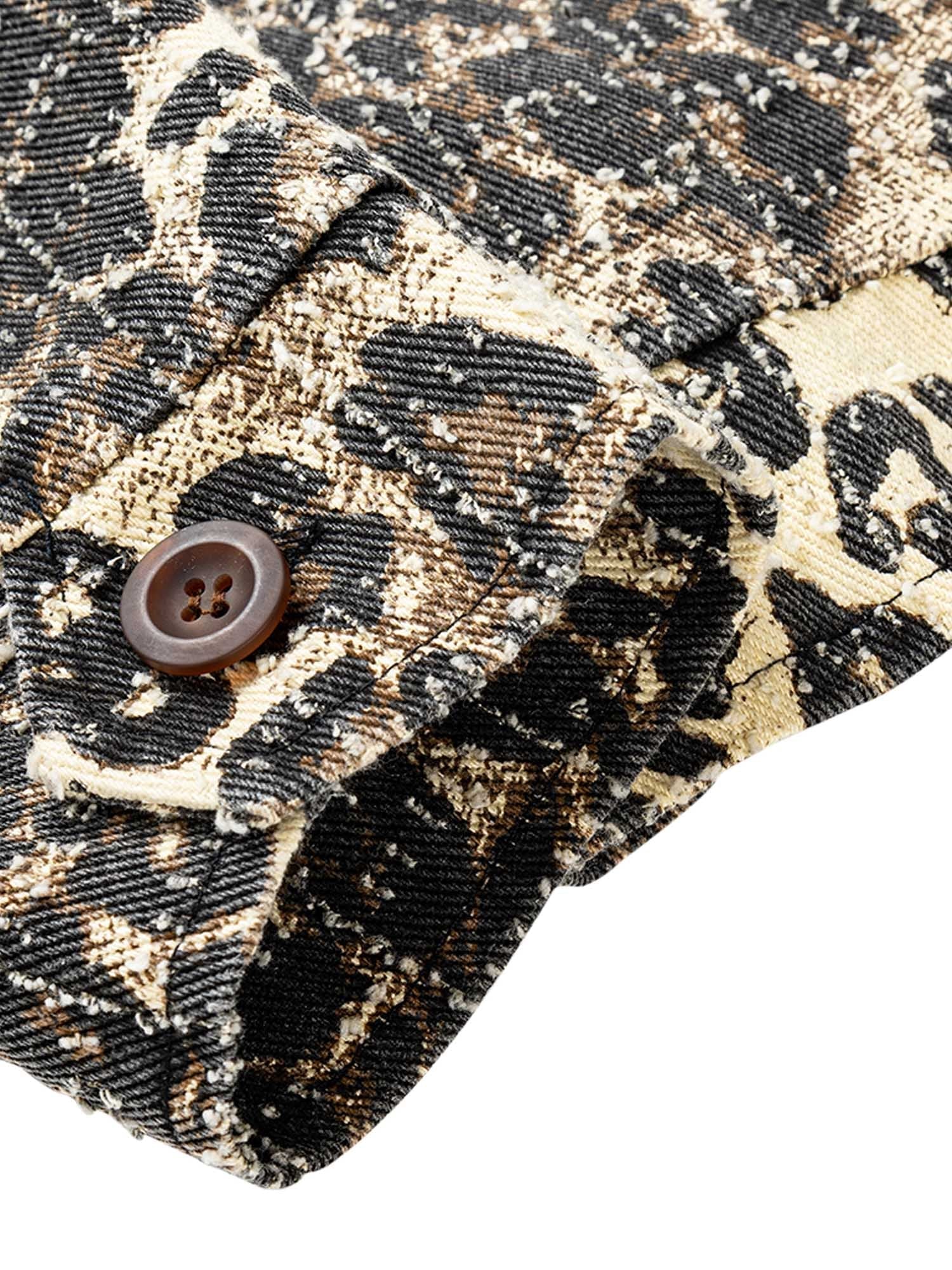 LEOPARD PRINTED DENIM JACKET - RETRO LEOPARD PRINTED DESIGN