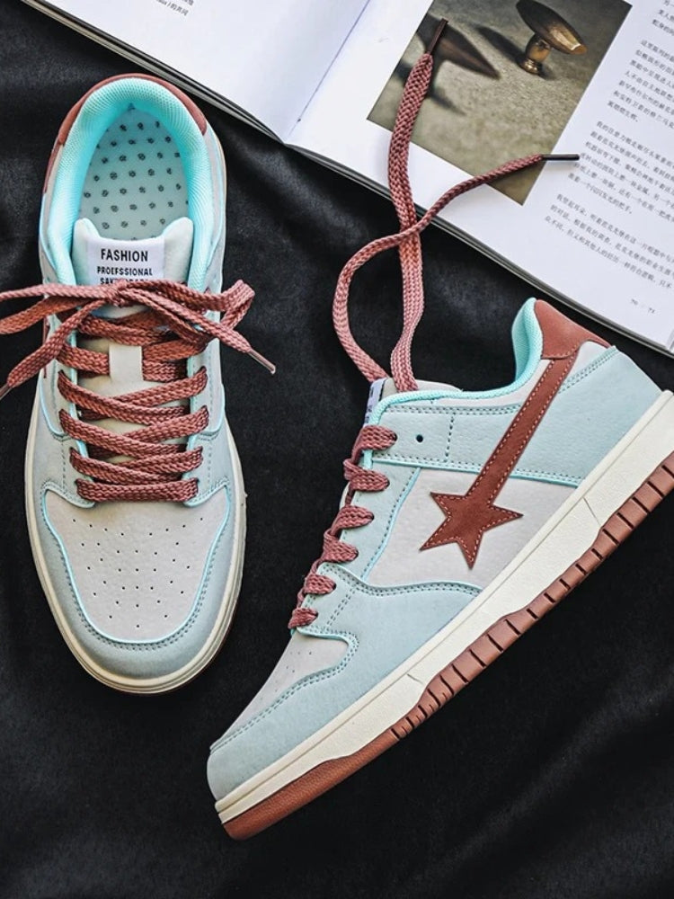 LIGHT BLUE AND BROWN SNEAKERS UNISEX SPORTS SHOES