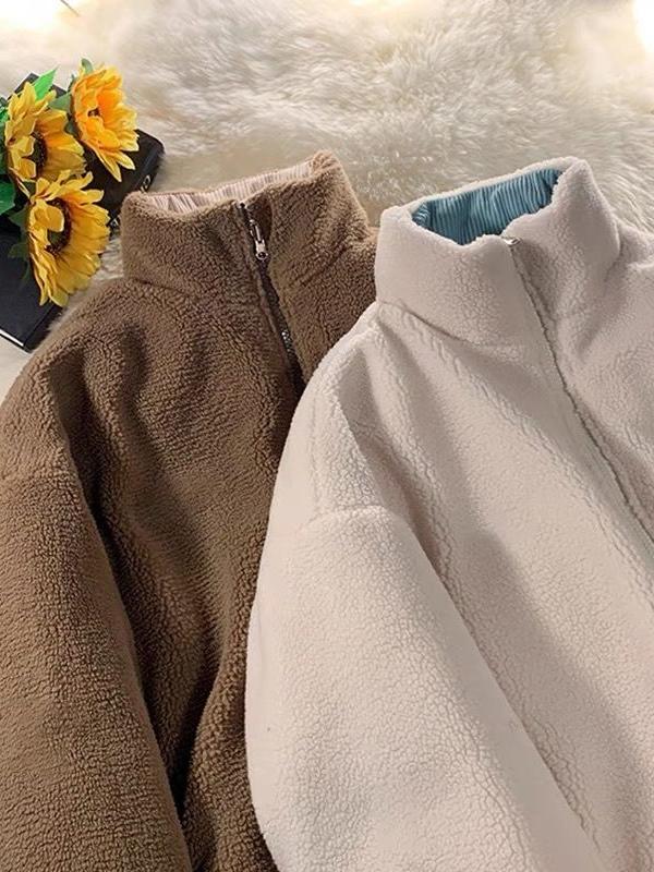 LIGHT BLUE CORDUROY PUFFER JACKET WITH WHITE LINING REVERSIBLE CORDUROY