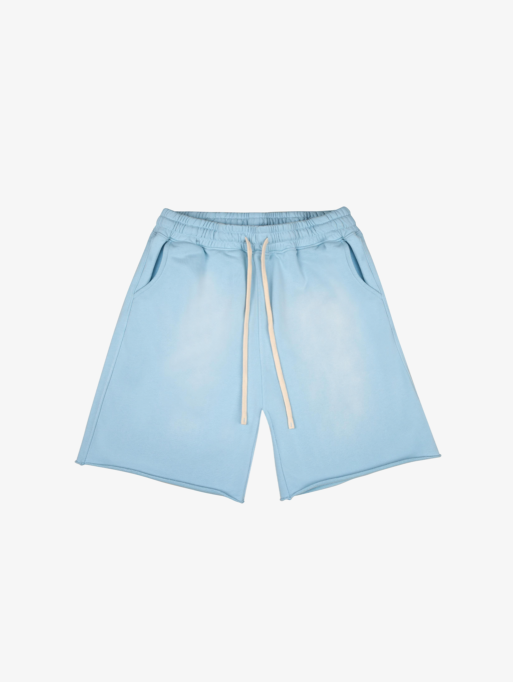 LIGHT BLUE DRAWSTRING SHORTS WITH COTTON FABRIC