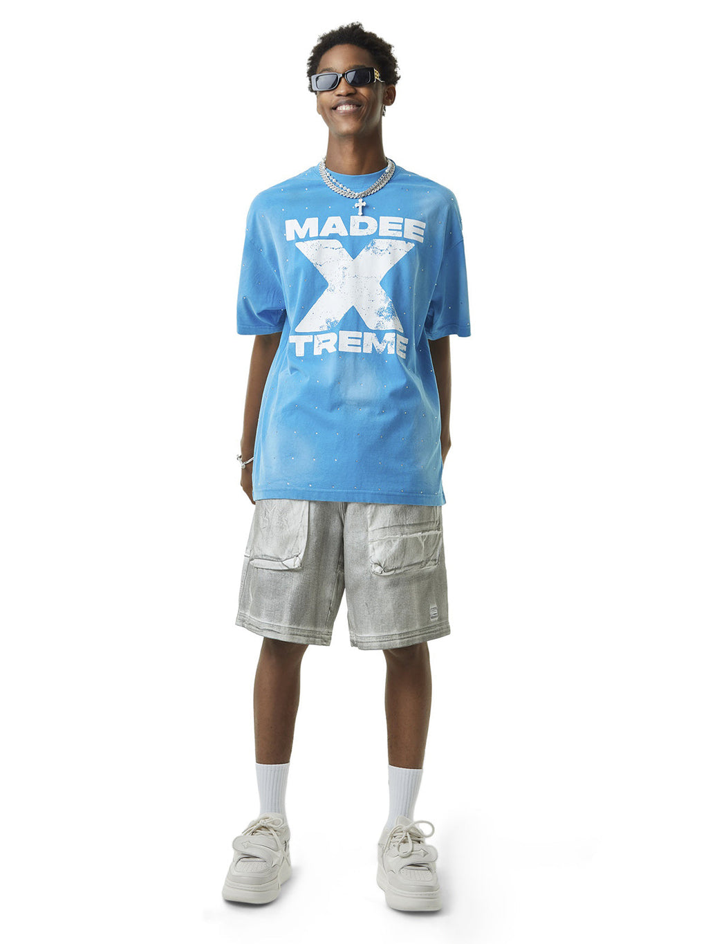 LIGHT BLUE GRAPHIC TEE SHORT SLEEVE LOOSE FIT DESIGN