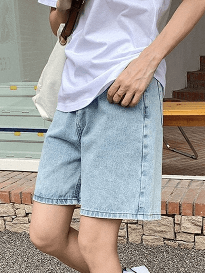LIGHT BLUE HIGH WAIST DENIM SHORTS FOR WOMEN
