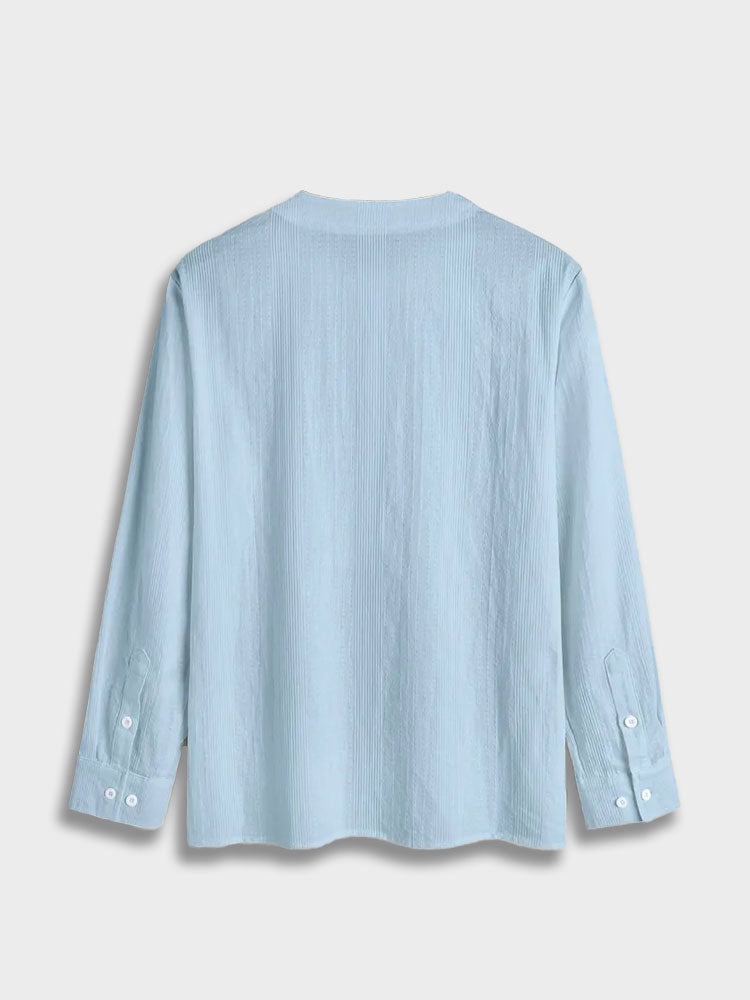 LIGHT BLUE LONG-SLEEVED HENLEY SHIRT FOR EFFORTLESS STYLE