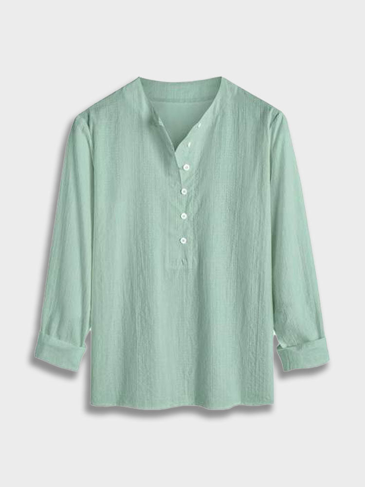 LIGHT BLUE LONG-SLEEVED HENLEY SHIRT FOR EFFORTLESS STYLE