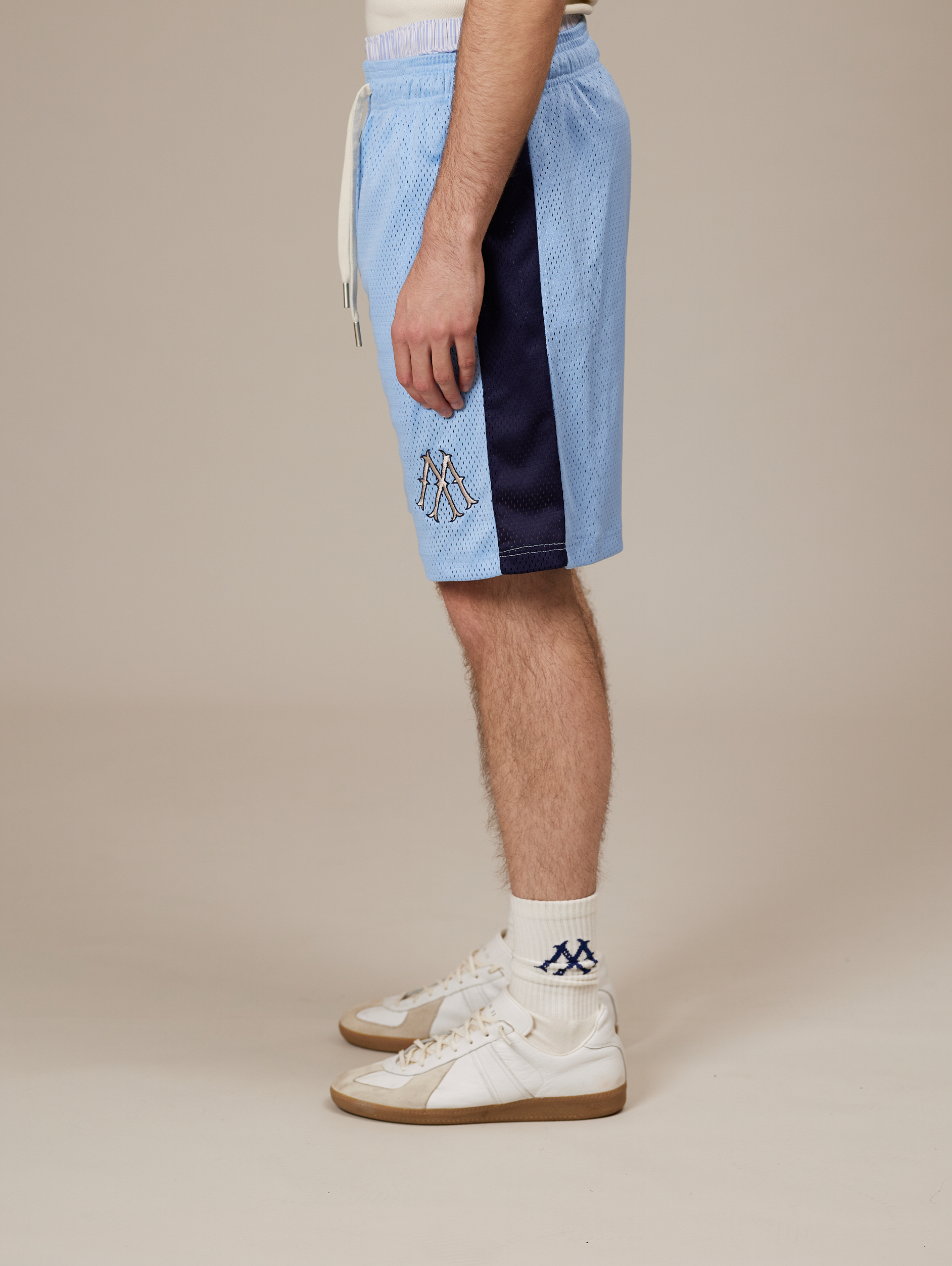 LIGHT BLUE MESH ATHLETIC SHORTS - BLUE LUXURY STREETWEAR