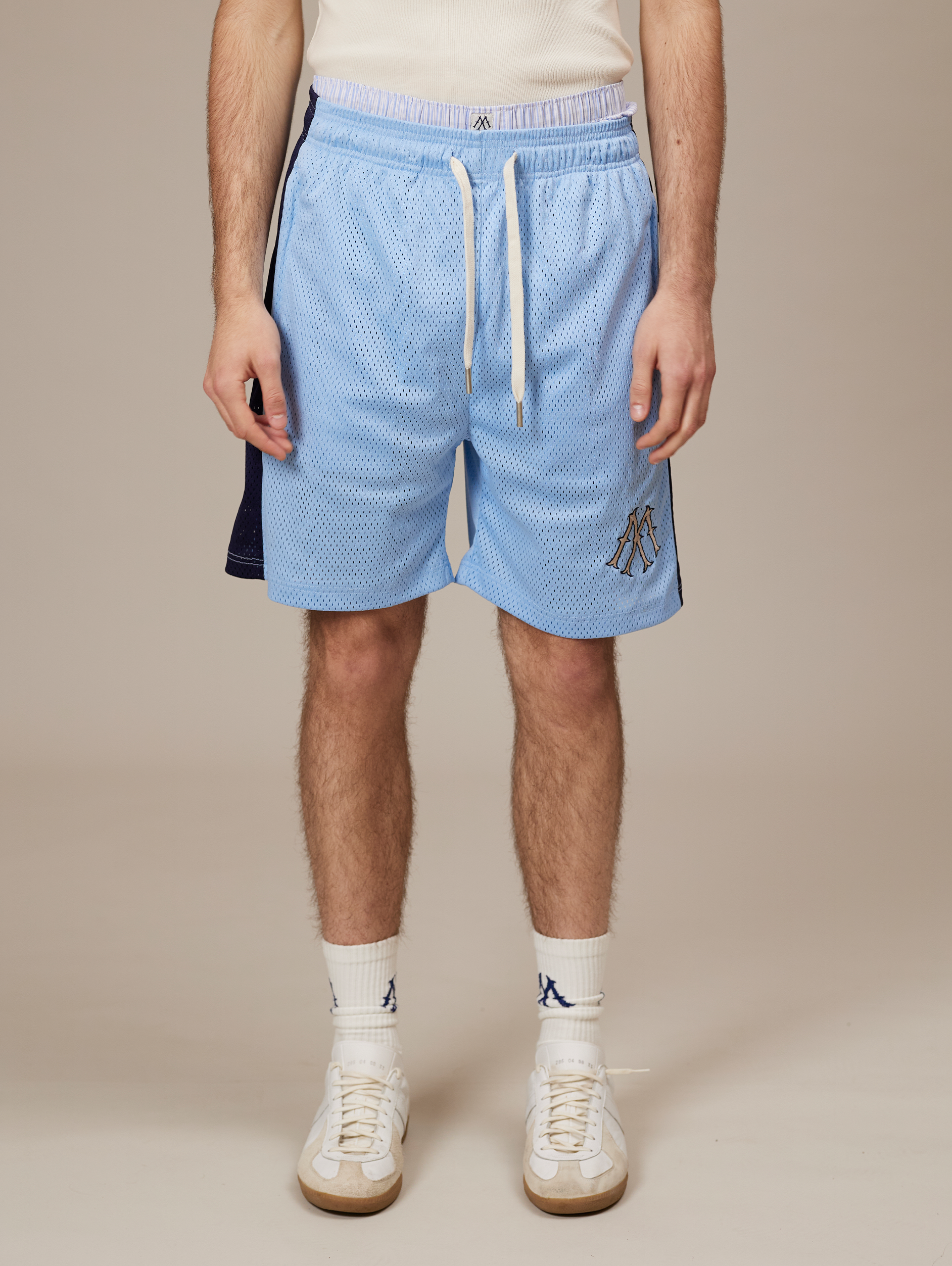 LIGHT BLUE MESH ATHLETIC SHORTS - BLUE LUXURY STREETWEAR