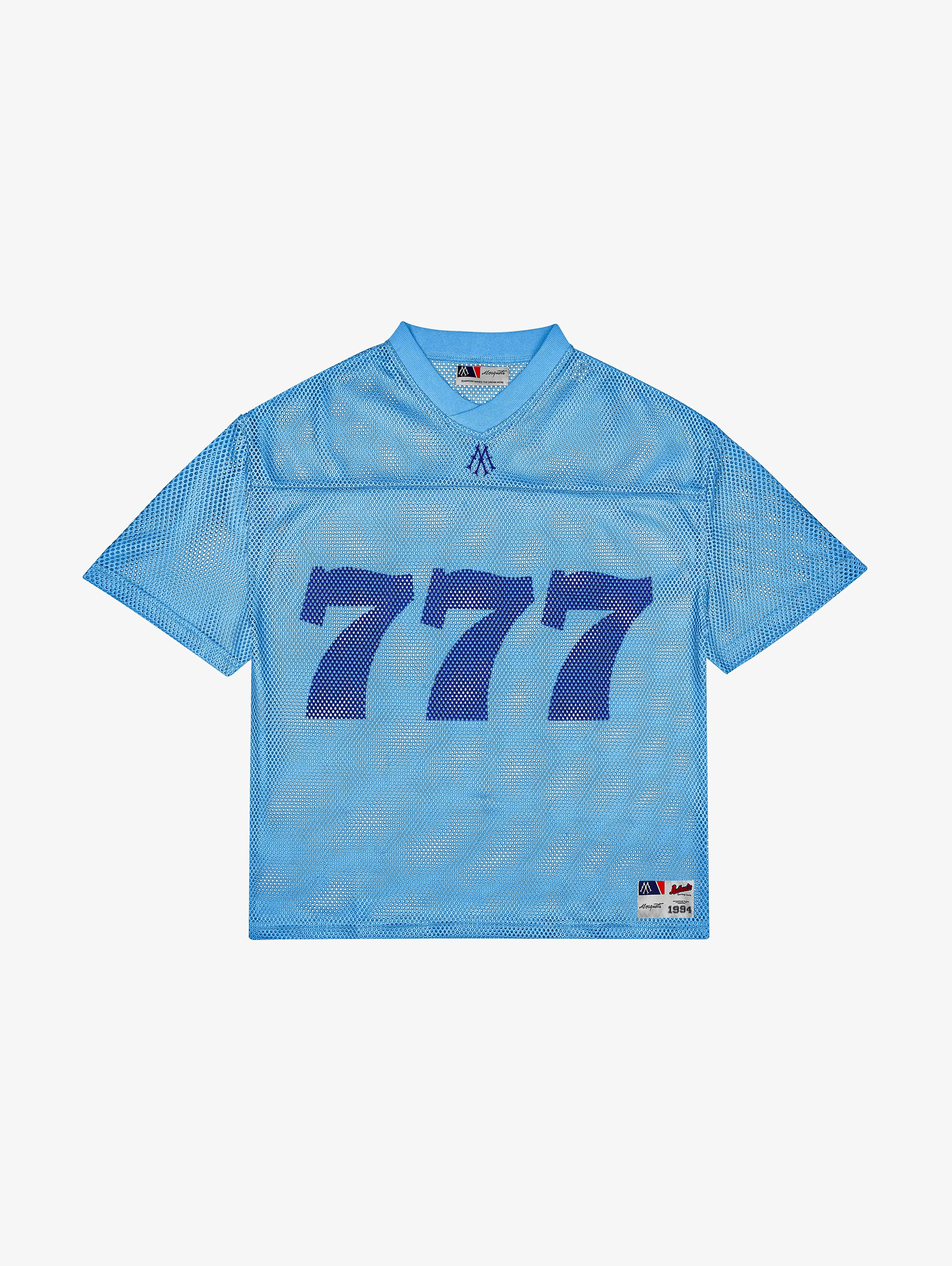 LIGHT BLUE OVERSIZED COMFORT T-SHIRT WITH 777 DESIGN